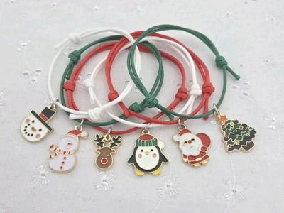 CUPCAKE0619 6 CHRISTMAS FRIENDSHIP BRACELETS SANTA GROTTO ADVENT CALENDAR CRACKERS GIFT