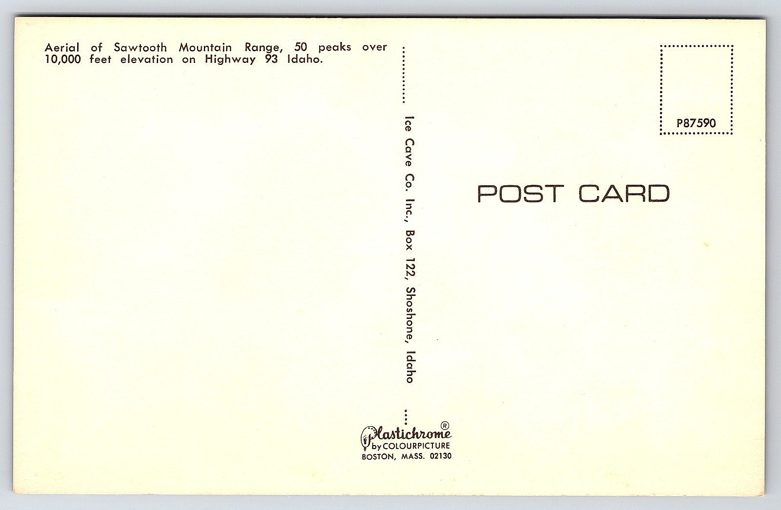 VINTAGE AERIAL PHOTO POSTCARD SAWTOOTH MOUNTAIN RANGE SNOW IDAHO USA UNPOSTED