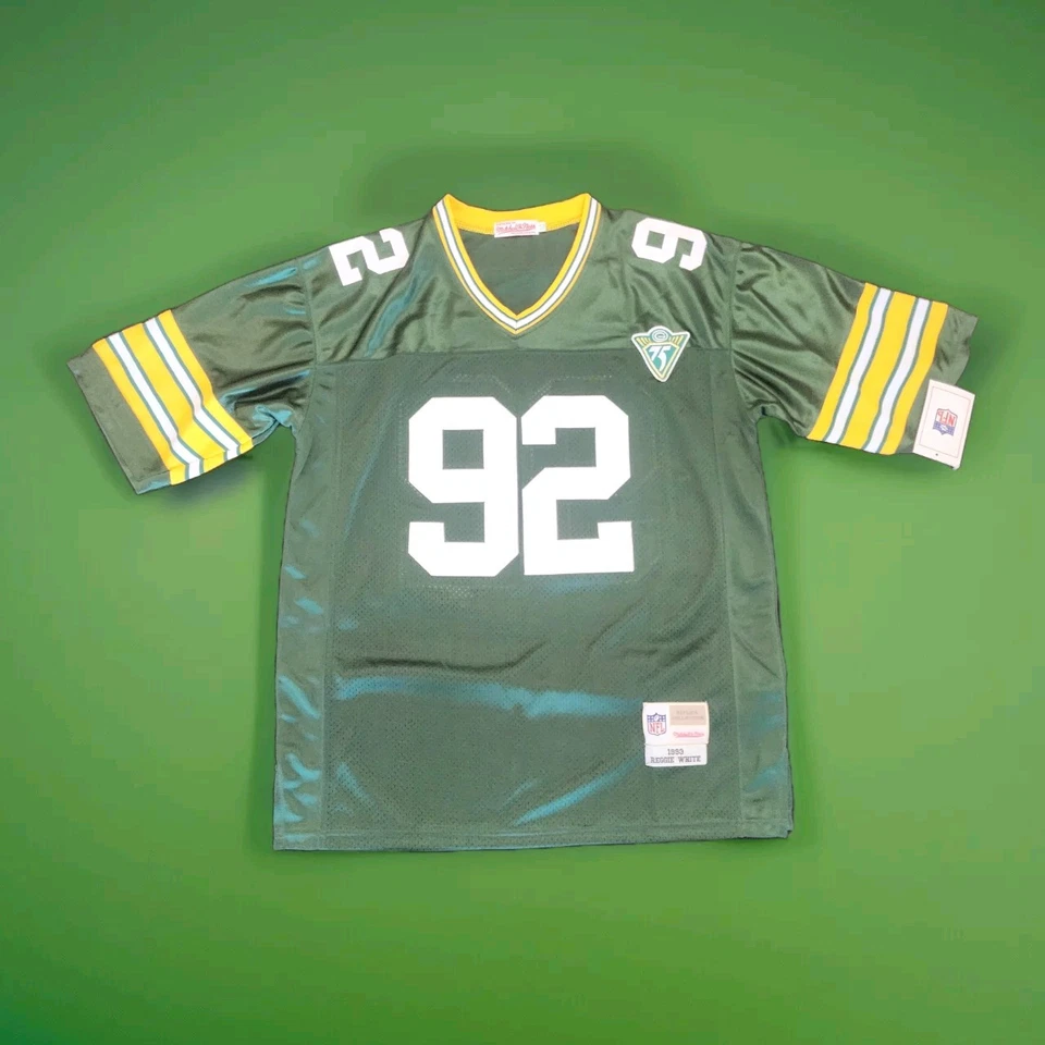 Футболка Реджи Уайта No92 Green Bay Packers с нашивками домашняя зеленая к 75-летию - Изображение 2 из 4
