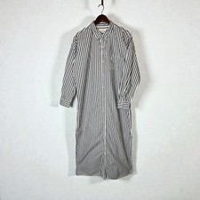 LOFT Striped Maxi Shirt Dress Relaxed Straight Fit Resort Wear Cotton sz Medium
