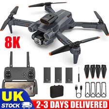8K HD Drone Dual Camera WIFI FPV  Foldable Selfie RC Quadcopter with 3 Batteries