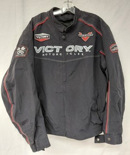 Men's Victory Motorcycles USA Black & Red Full Zip Motorcycle Jacket Size XL