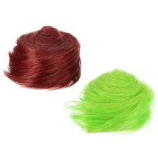2Pcs 59" x 2" Plush Faux Fur Fabric Precut Strips, Green,Red