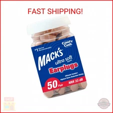 Mack's Ultra Soft Foam Earplugs, 50 Pair - 33dB Highest NRR, Comfortable