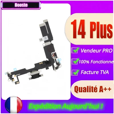🇫🇷 Connecteur De Charge Port Compatible Pour Apple iPhone 14 Plus /14 + ✅ NOIR - Photo 1/4