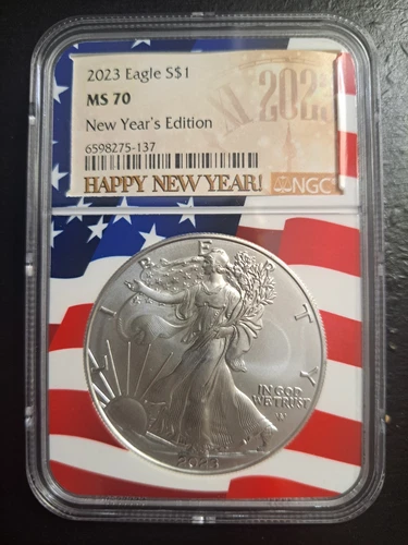 2023 AMERICAN SILVER EAGLE NGC MS70 NEW YEAR'S EDITION FLAG CORE 