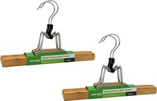 2 x 2Pk Trousers Hanger Wooden Clamp Clothes Skirt Hangers Garment Orwell