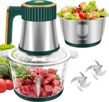 Food Processor, 5-Speed Electric Food Chopper, Meat Grinder with 2 Bowls 8 Cup 
