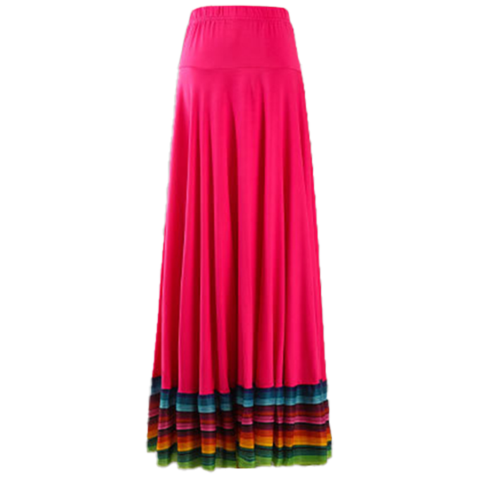 Women's Spanish Belly Dance Skirts Flamenco Ballroom Skirts Stripe Hem ...