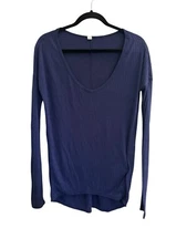 GAP BODY Womens Small **SAMPLE**  Navy Blue Flat Ribbed Neck High Low Top #3864