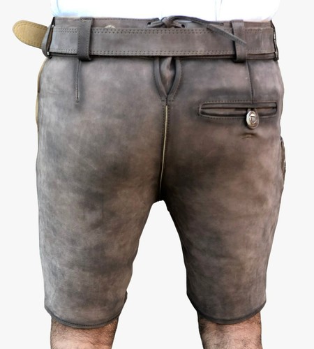 Hirschlederhose Trachten Lederhose Oktoberfest Lederhose mit Gürtel Gr,62 - Bild 2 von 5