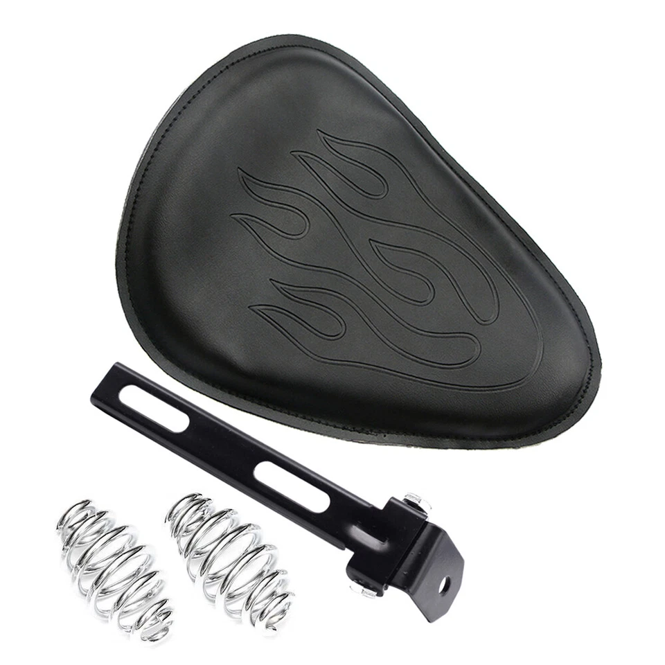 Asiento solo de motocicleta negro 3" resorte para Honda Yamaha Harley Bobber Chopper Foto 2 de 4