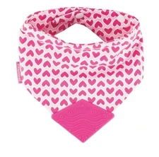 Booginhead Love pink Girl’s Bandana Style Pink Bib With Teether 3-18 months