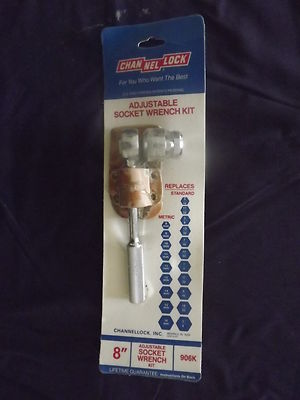 Channel Lock Adjustable Socket Wrench Kit 8''.