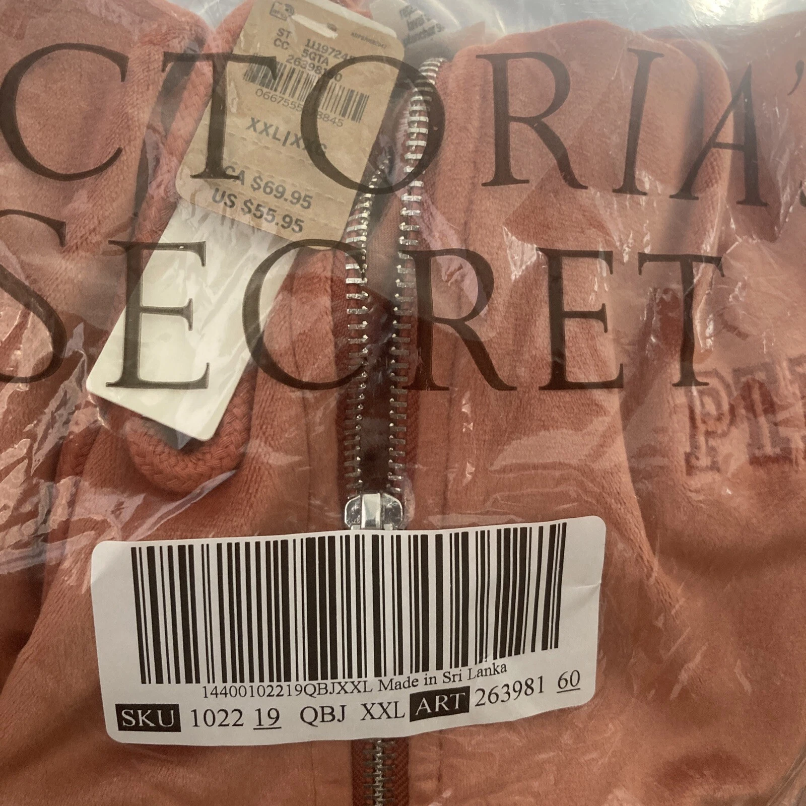UNDERCOVER Felpa con cappuccio Victorias Secret rosa velluto perfetta cerniera
