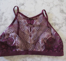 Victorias Secret Bralette L Large Purple Lace High Neck Body By Victoria