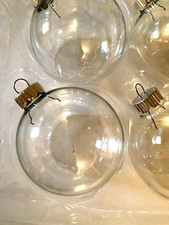 8 Pcs Clear Glass Ball Ornaments 2.5" w/Silver Caps DIY Fillable for Crafts