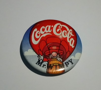 1980er GROSSES RUNDES WIMPY PIN ABZEICHEN MR WIMPY COCA COLA HEISSLUFTBALLON 5 cm Sehr guter Zustand 