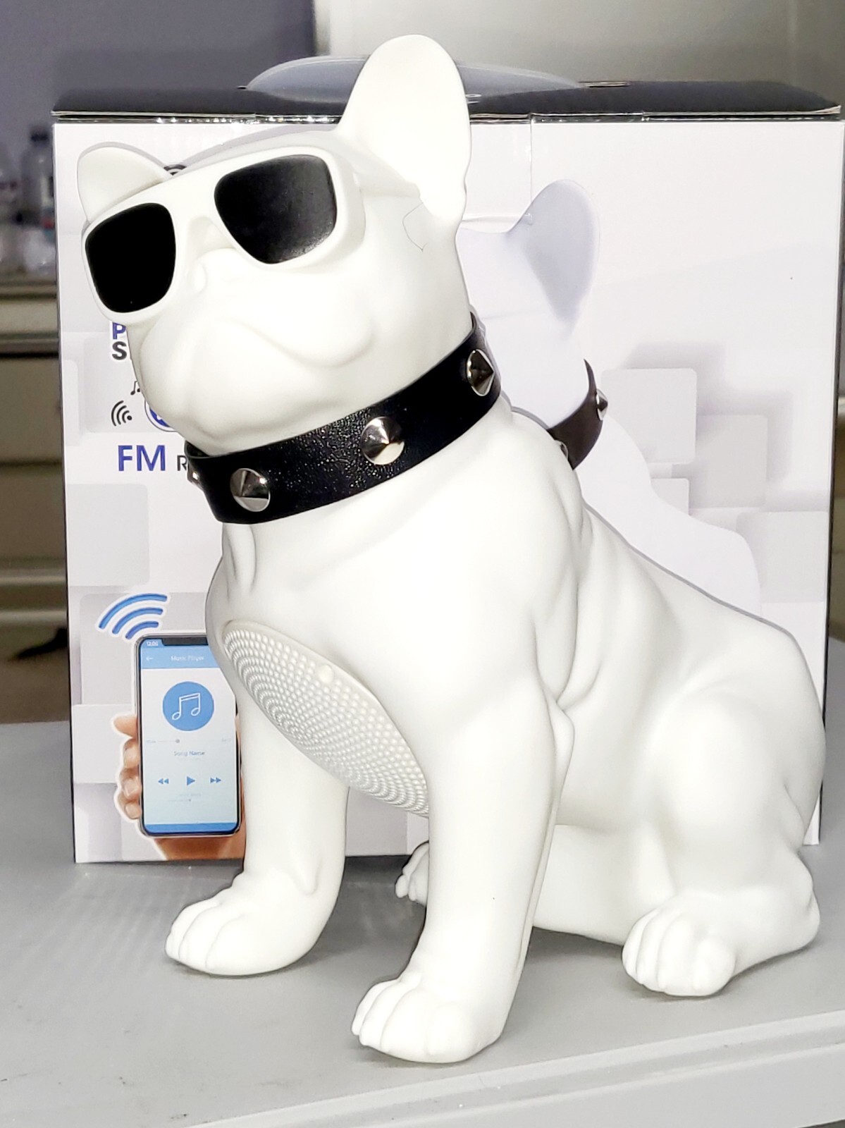 Maxpower DOG Bluetooth Speaker with USB, FM Radio, Rechargeable, Compact 8x8x5 Design, 2 LB, White-image