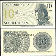 INDONESIA 10 Sen, 1964, P-92, UNC World Currency
