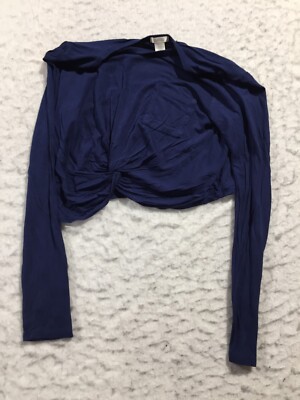 Bozzolo Crop Top Womens M Blue Long Sleeve
