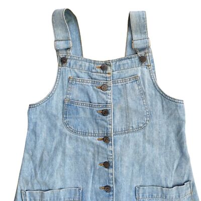 unicorn denim dress VTG Unicorn Fair denim overall dress with button down middle