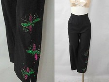 NOW ON SALE 1950 Vtg Capri's Peddle Pushers Pants Sequined Butterfly Design