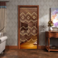 Natural Wooden Door Beaded Curtain Doorway Beads Front Door Decor Curtains
