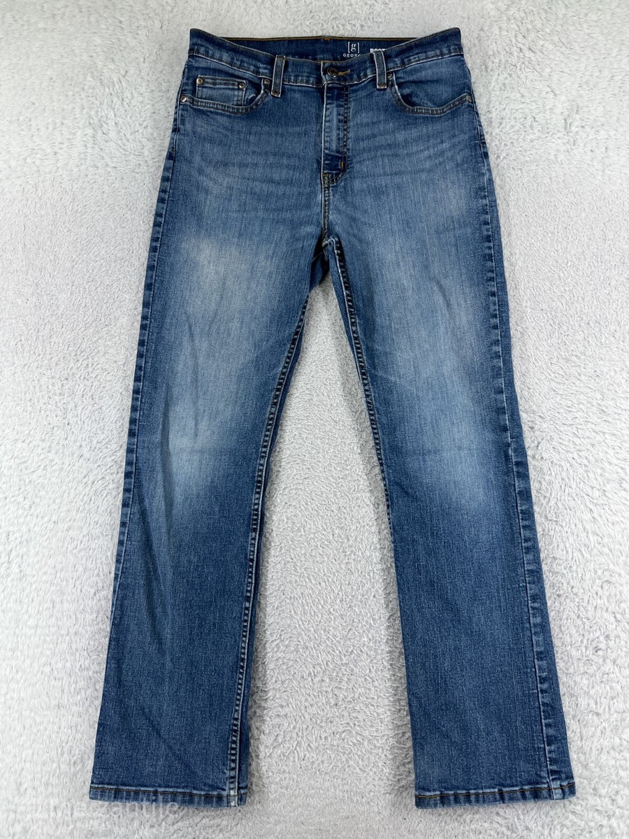 George Jeans Mens 30 Blue Denim Bootcut Cotton Blend Stretch Western