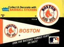 1986 Fleer #NNO Boston Red Sox Pennant Team Stickers Lloyd Waner (12) back