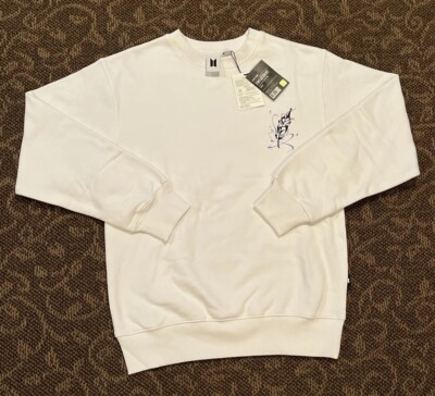 BTS POP-UP HOUSE OF BTS Black Swan Crewneck Sweatshirt Size Medium White K Pop 