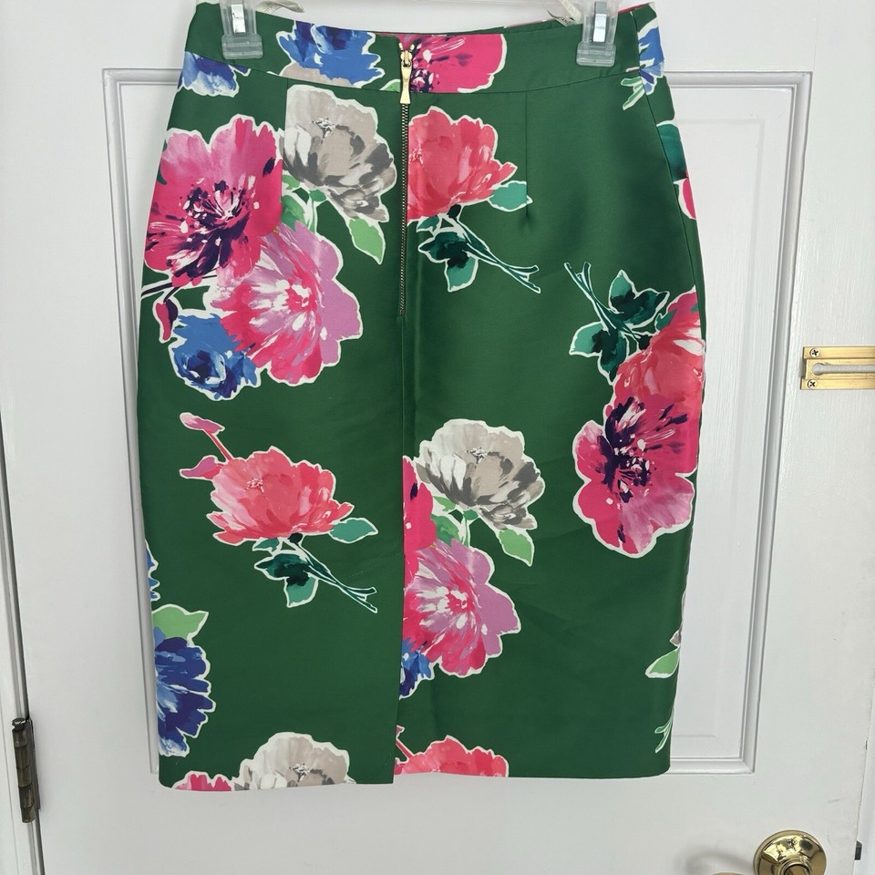 Kate Spade New York Rose Blooms Green Pink Floral Pencil Skirt 2 eBay