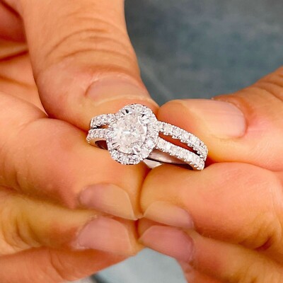 IGI 1.00CT 14K Solid White Gold Oval Cut Lab Grown Diamond/CVD Engagement Ring