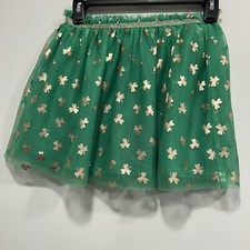 Cat  Jack Green Tutu Gold Shamrock Clover Skirt St Patrick's Day Girls S 6/7