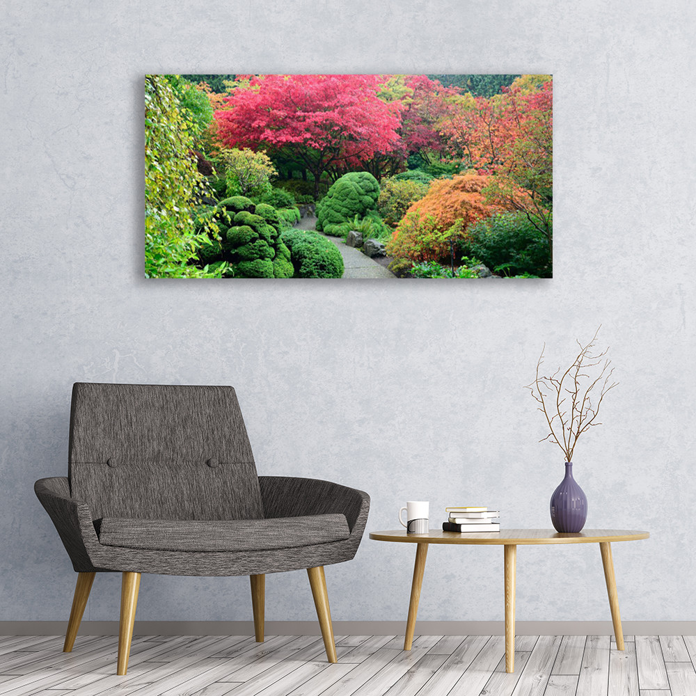 Tableau sur verre acrylique Tulup 120x60 cm pour salon motif Jardin de fleurs