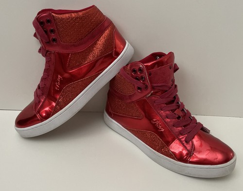 red glitter tennis shoes womens