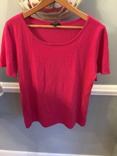 VTG ESCADA 100 Cashmere Short Sleeve Top Chain Link Stitching 44 Read