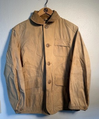 J.C. Higgins Men s Hunting Canvas Jacket Tan Button Front Pockets L 46 Mid