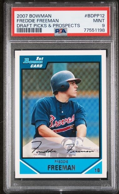 77551198 2007 BOWMAN DRAFT PICKS & PROSPECTS #BDPP12 FREDDIE FREEMAN RC PSA 9 view 1