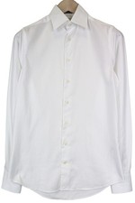SUITSUPPLY Traveller Men's Formal Shirt 35/13.5 Slim White Spread Collar Twill 