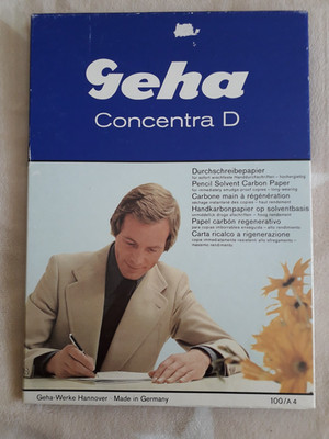 TOP! Geha Concentra D Kohlepapier, Packung original 70er/80er, DIN A4, blau