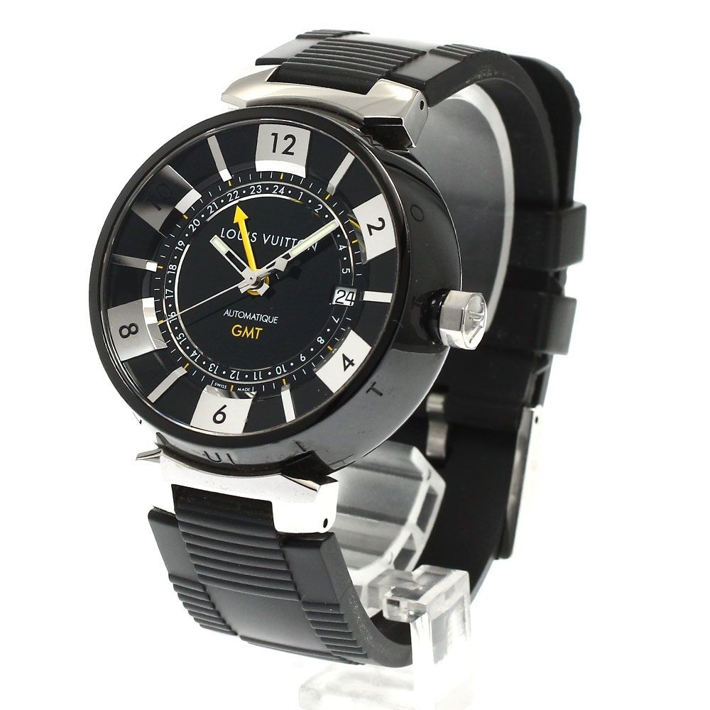 Louis Vuitton Tambour Q113K GMT Auto Men's Watch Black/Silver New From Japan thumbnail 3