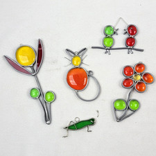 Stained Glass Suncatchers Sunflower, Birds, Cat Handmade Leaded Window Decor
