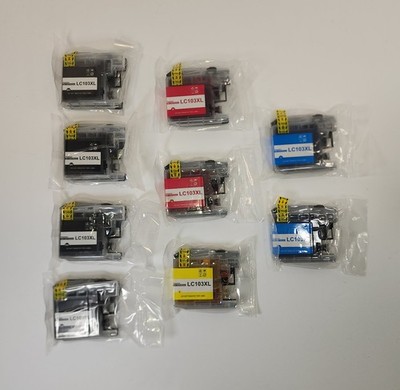 9 Pack LC103XL Ink Jet Cartridges Brother Printer Compatible.  NEW - In Box