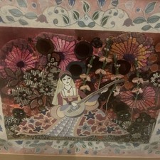 Vtg Original Josephine M Hogarth 1978 Mixed Media Collage Art  Folk Picture 