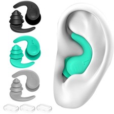 Swimming Ear Plugs for Adults,3 Pairs Waterproof Reusable Silicone Swim Earplugs