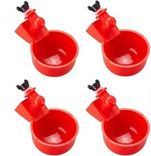 Little Family Members Red Poultry Gravity Water Cups Automatic Drinker 4-Pack