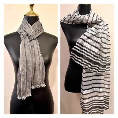 NWT Hugo Boss/Rising Tide Black & White Scarf/Wrap Bundle Of Two
