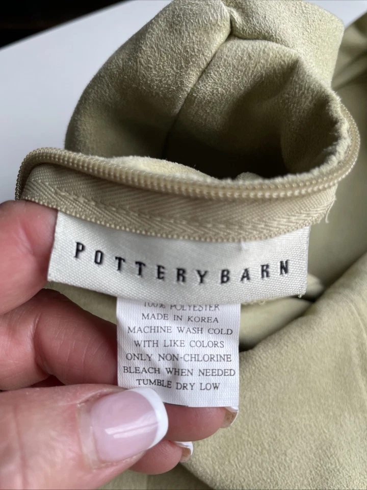 Pottery Barn Faux Suede Throw Pillow Cover Celery Green 16X16 Solid Soft Retired - Image 4 of 4