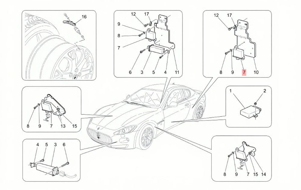 Maserati GranTurismo 2008-2019 Rear Right Outer Tpms sensor
